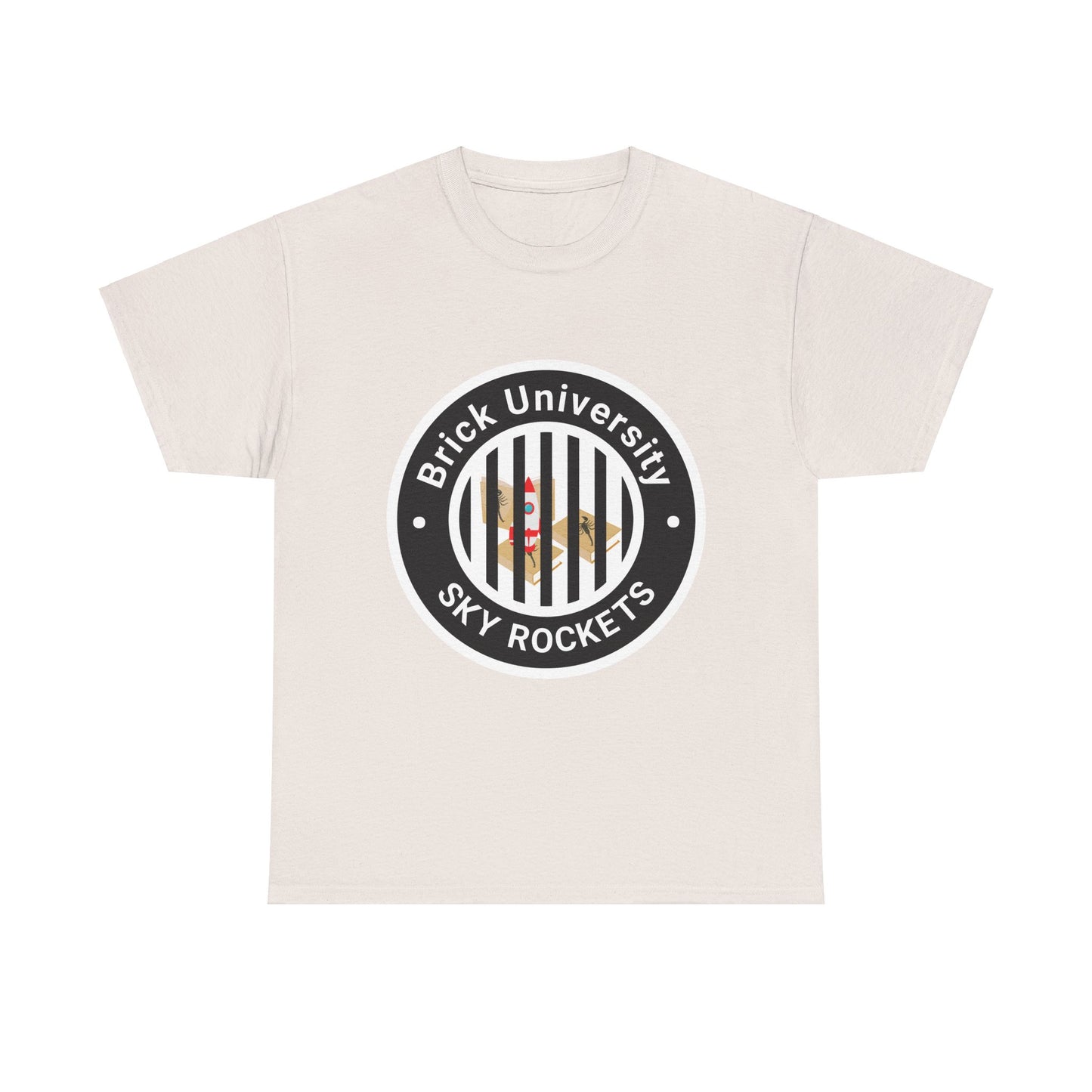 Brick University (Black Design Behind Bars) - Unisex Heavy Cotton Tee