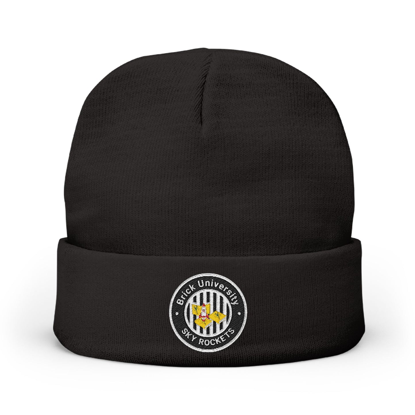 Brick University (Black-outside) Knit Beanie