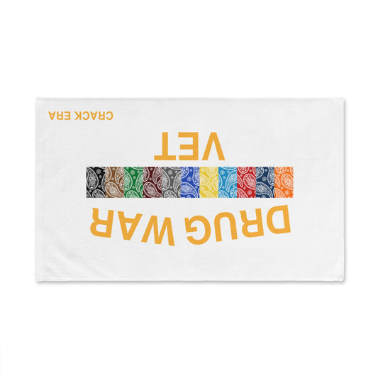 Drug War Vet Hand Towel — Veterans Recovery Tribute Towel with Colorful Bandana Strip (Crack Era)