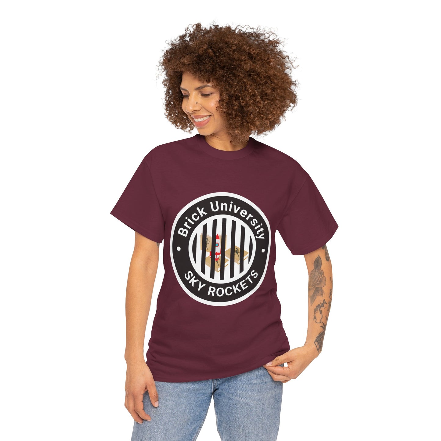 Brick University (Black Design Behind Bars) - Unisex Heavy Cotton Tee
