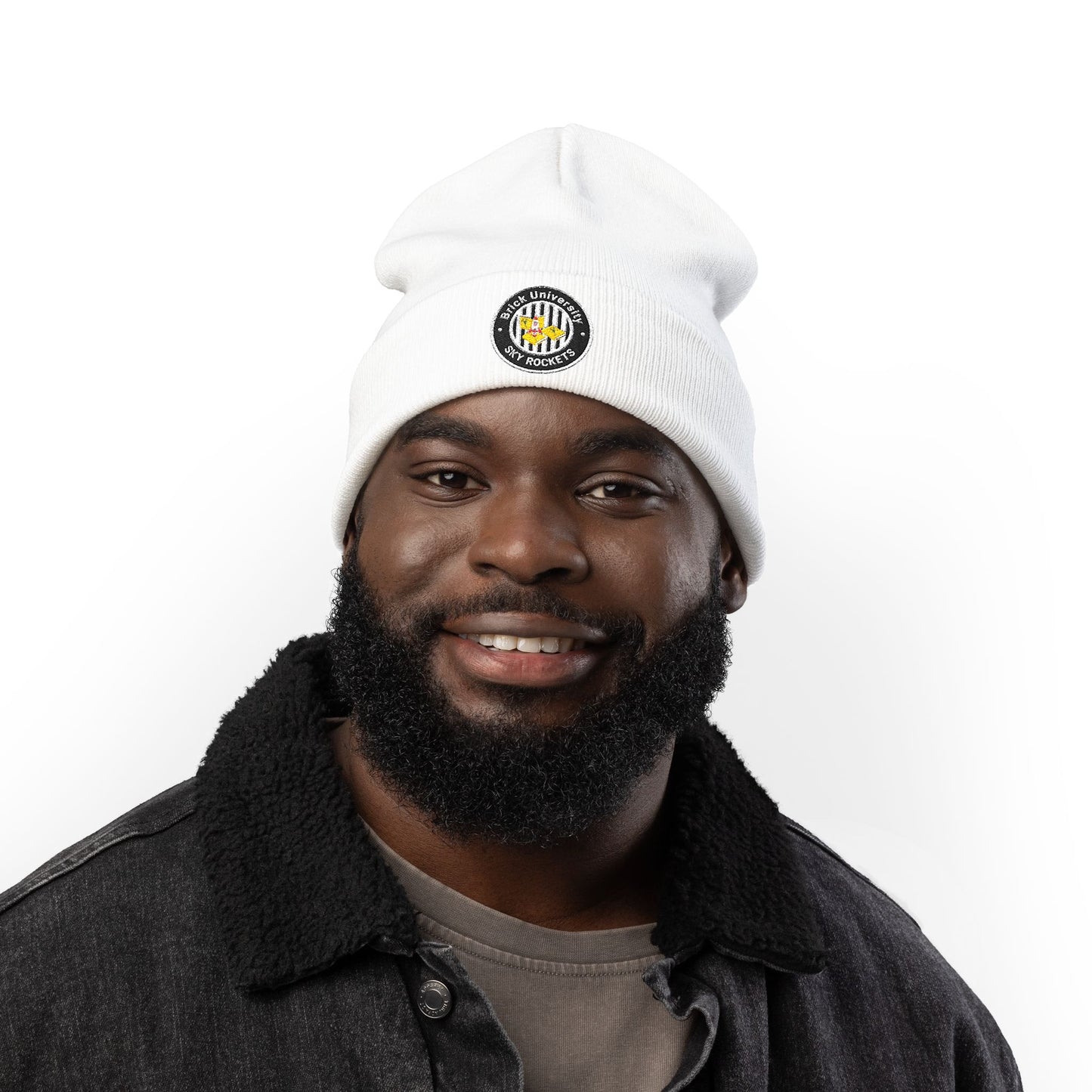 Brick University (Black-outside) Knit Beanie
