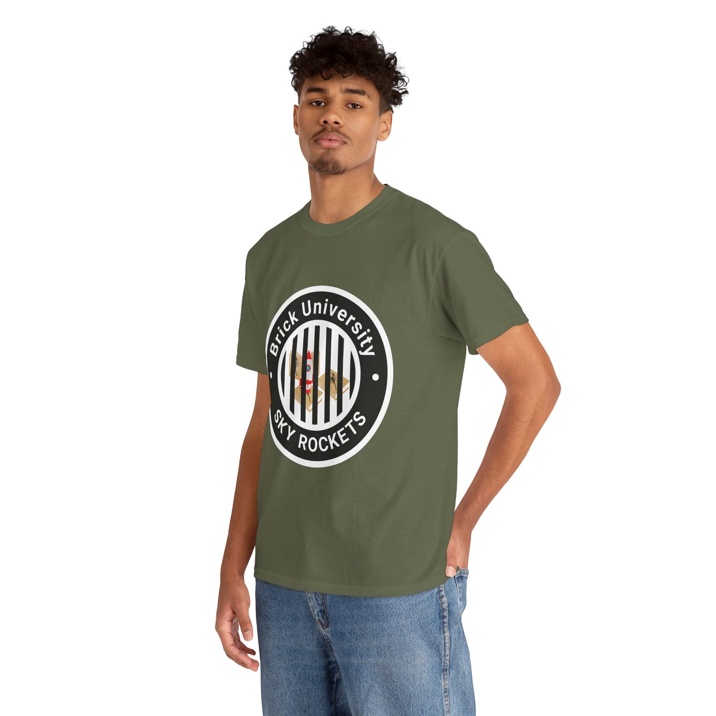 Brick University (Black Design Behind Bars) - Unisex Heavy Cotton Tee
