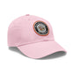 Brick University (Black Design Behind Bars) - Hat with Leather Patch (Round)