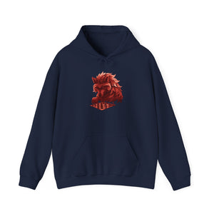 Wolf Playing Chess (Red Team) - Unisex Heavy Blend™ Hooded Sweatshirt