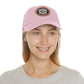 Brick University (Black Design Behind Bars) - Hat with Leather Patch (Round)