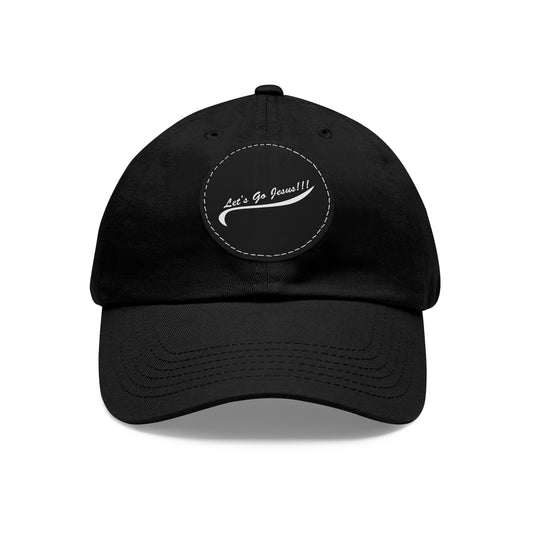 Let's Go Jesus -  Hat with Leather Patch (Round)