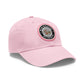 Brick University (Black Design Behind Bars) - Hat with Leather Patch (Round)