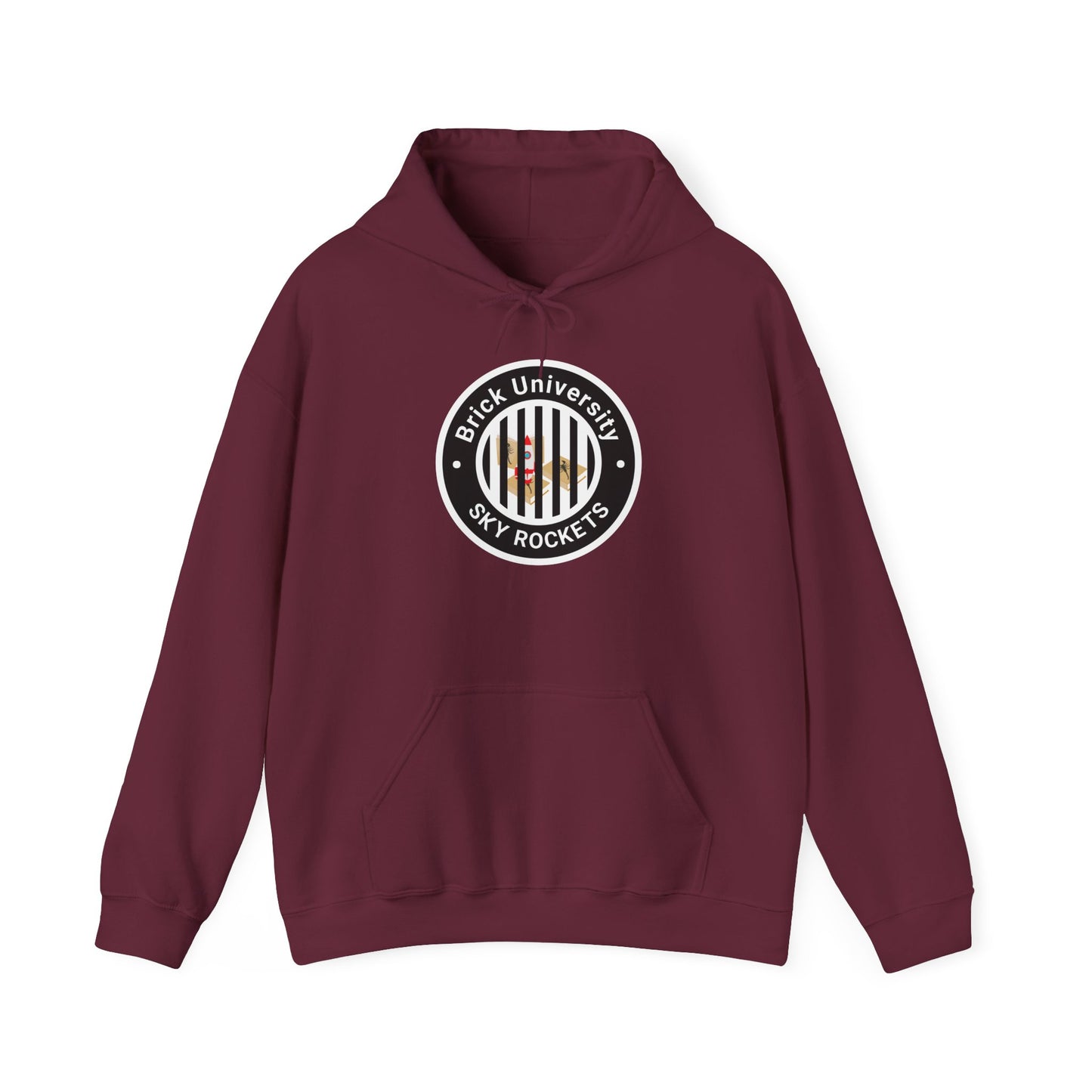 Brick University (Black Design Behind Bars) - Unisex Heavy Blend™ Hooded Sweatshirt