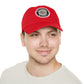Brick University (Black Design Behind Bars) - Hat with Leather Patch (Round)