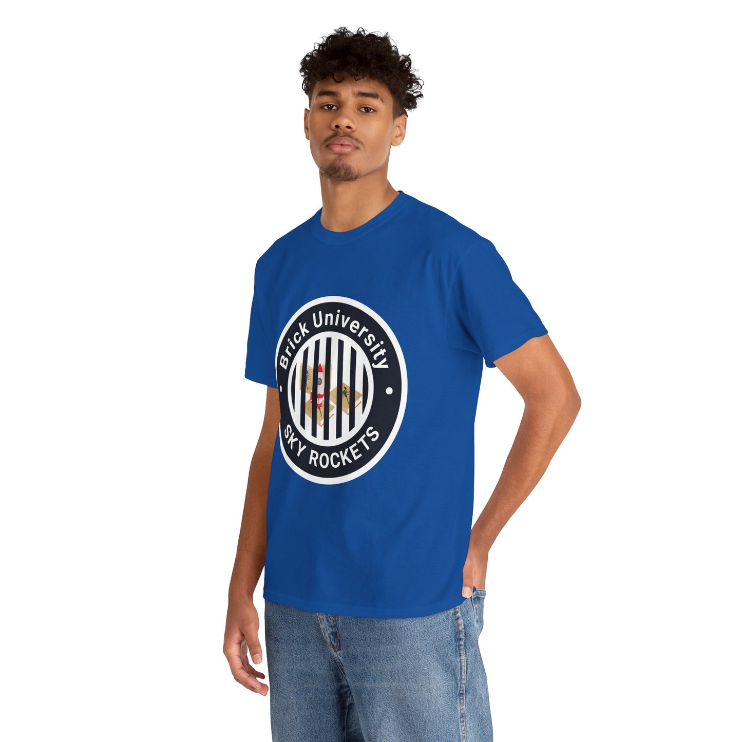 Brick University (Black Design Behind Bars) - Unisex Heavy Cotton Tee