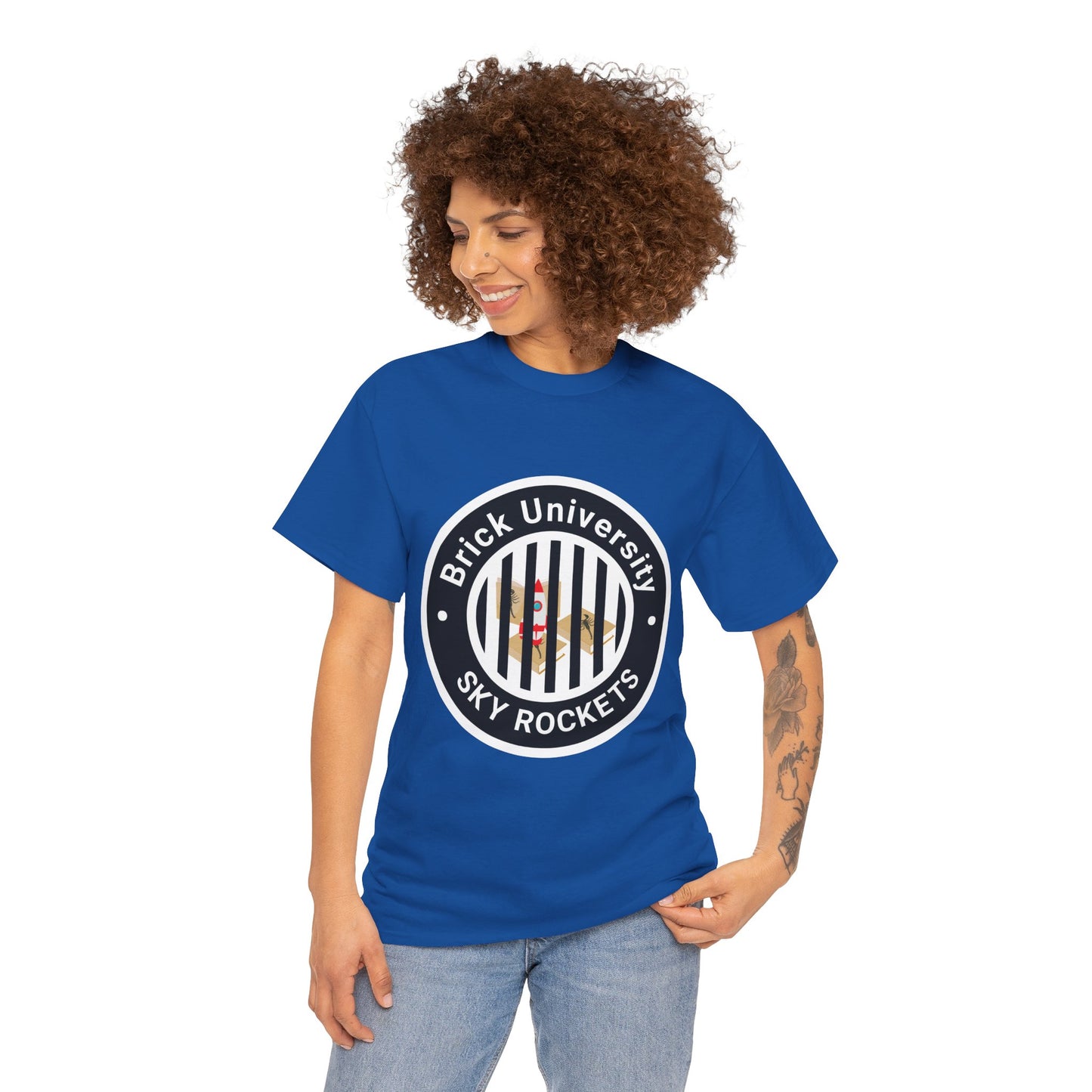 Brick University (Black Design Behind Bars) - Unisex Heavy Cotton Tee