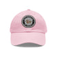 Brick University (Black Design Behind Bars) - Hat with Leather Patch (Round)