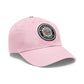 Brick University (Black Design Behind Bars) - Hat with Leather Patch (Round)