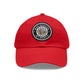 Brick University (Black Design Behind Bars) - Hat with Leather Patch (Round)
