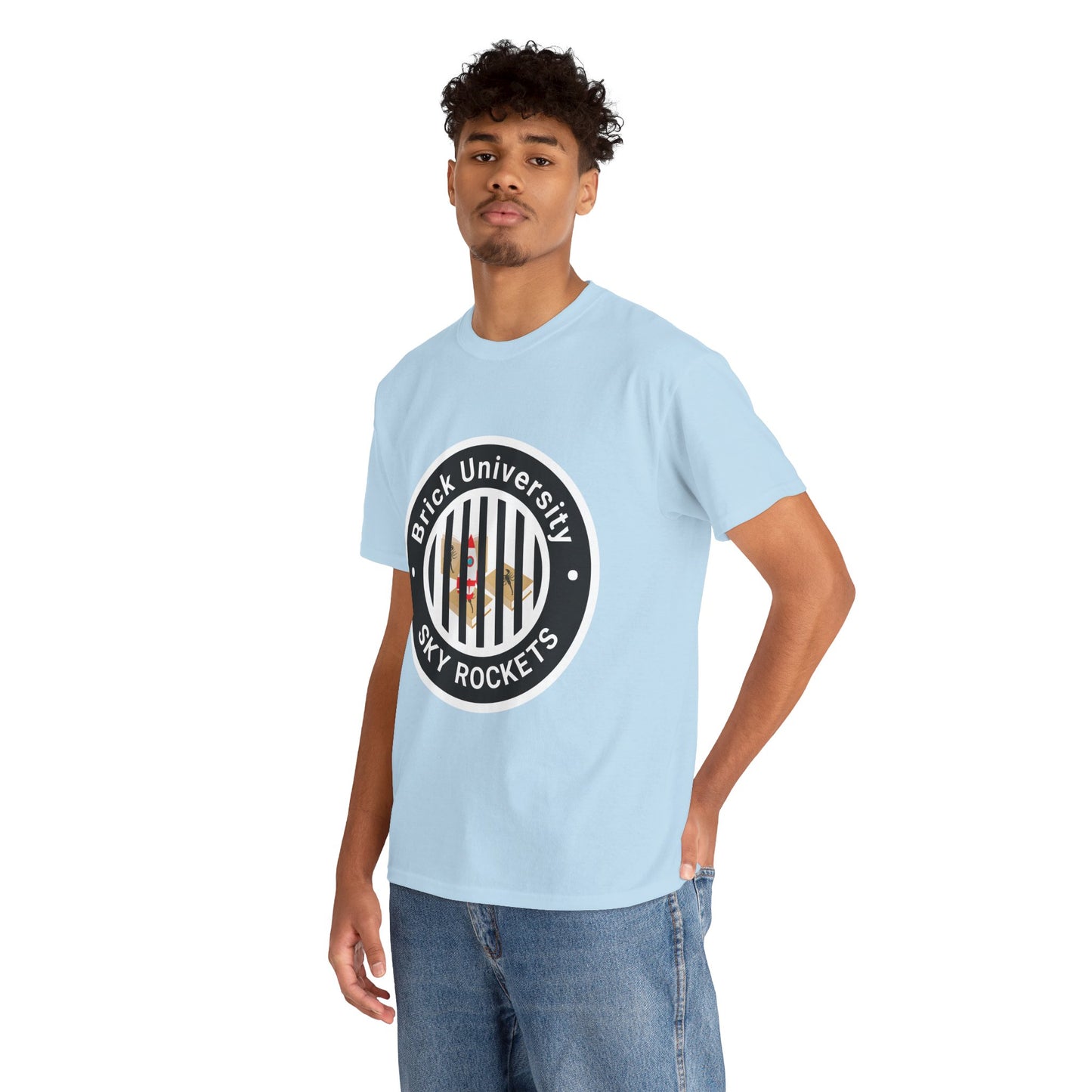 Brick University (Black Design Behind Bars) - Unisex Heavy Cotton Tee