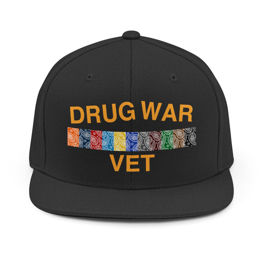 Drug War Vet Snapback Hat — Military Veteran Ribbon Cap