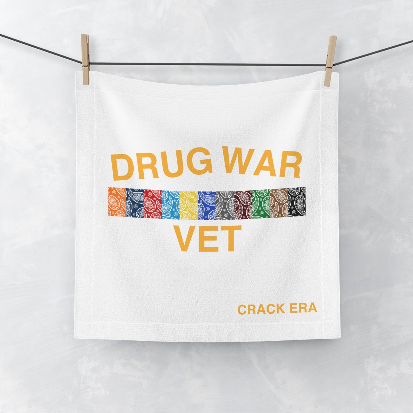 Drug War Vet Face Towel — Crack Era Vintage Bandana Stripe Design